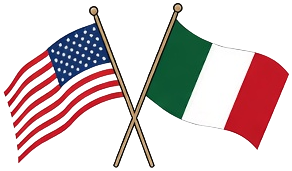Crossed US and Italian flags