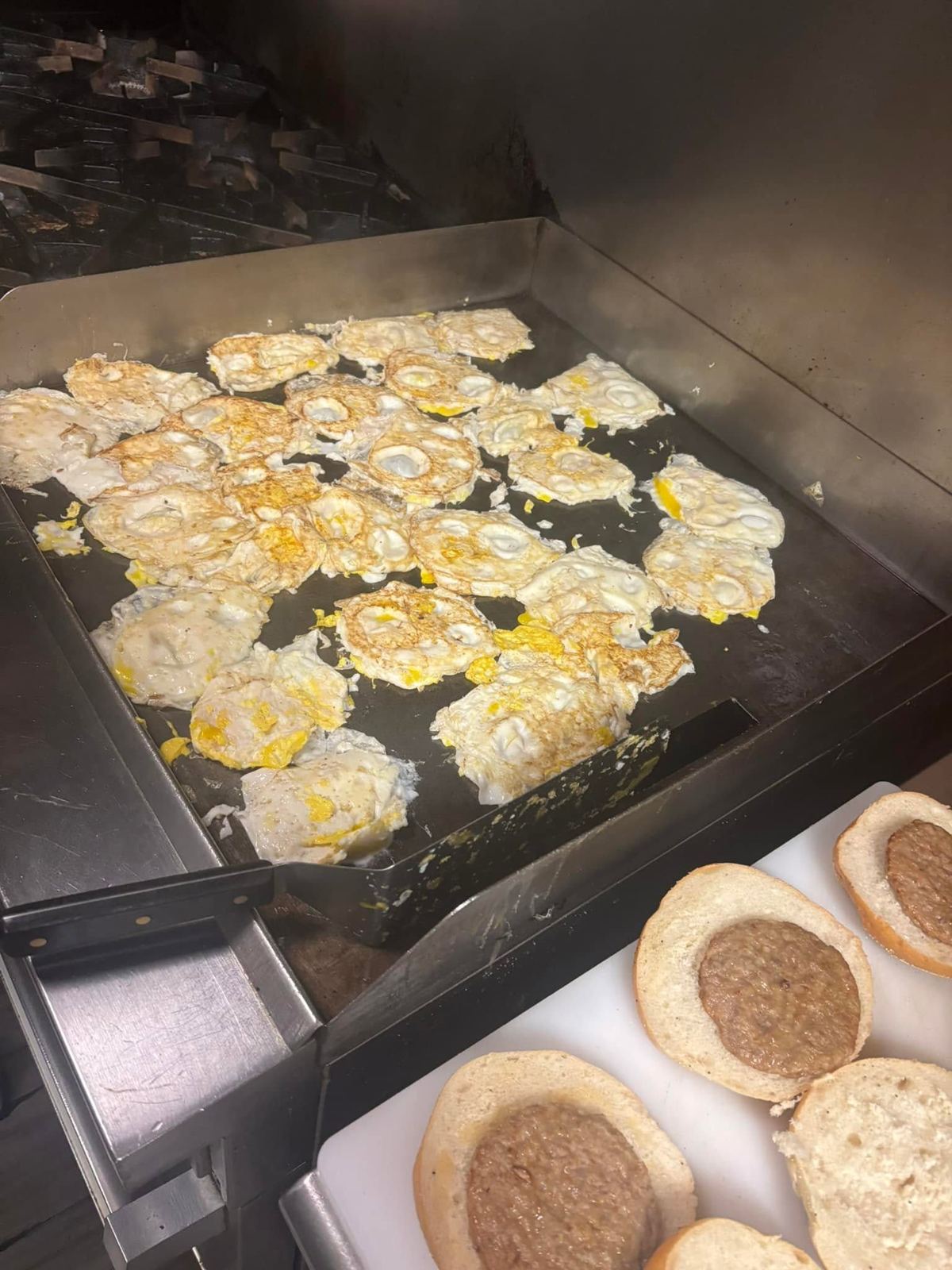 Egg sandwiches on the grill