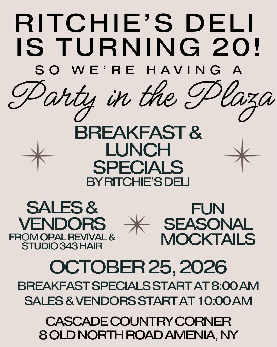 Ritchie's Deli is turning 20: Party in the Plaza flyer