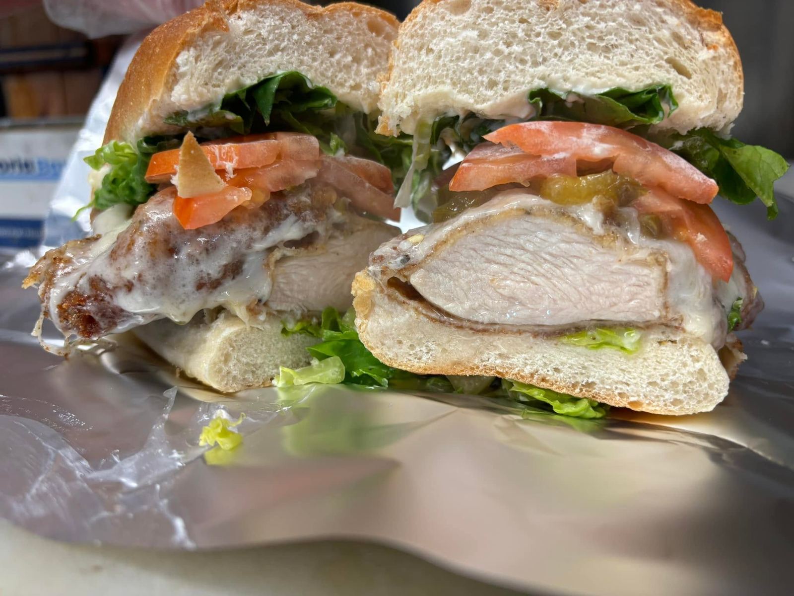 Turkey club sandwich halves